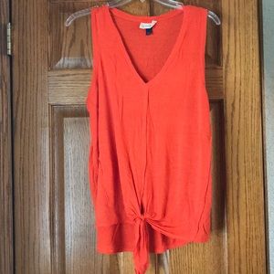 Orange Tie Front Tank